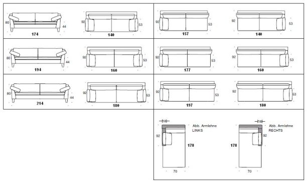 Typenplan Sofa Venice